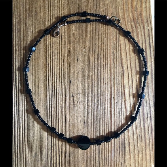 Ladies Black Beaded Necklace,  Handmade Ladies Necklace,  Black Ladies Necklace - Picture 5 of 5